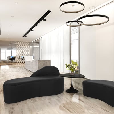 Loungebank / ontvangstbank BARACOA stof zwart hjh OFFICE