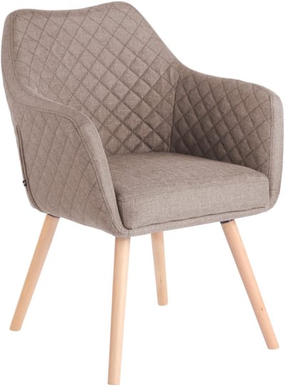 CLP Gent Eetkamerstoel met Armleuning - Fauteuil - met houten poten - Moderne Keukenstoel - natura/taupe