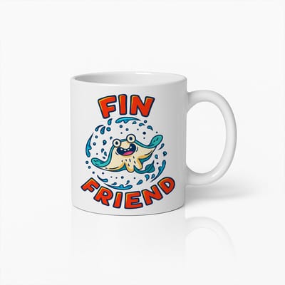 Fin Friend Mok 330ml – Schattige Cartoon Zeewezen Koffiebeker | Leuk Oceaan Cadeau voor Kinderen & Vrienden