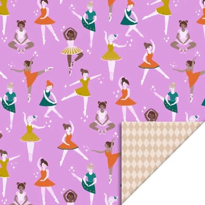 Het Inpakhuis - Inpakpapier - Cadeaupapier - Kadopapier - Ballet Pink / Harlequin Beige - HOP - 70cm x 3m - Rol inpakpapier - Dansen - Danseres