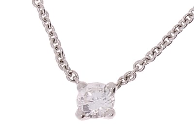 Ketting - goud - 14 karaat - diamant - 0.30 crt - 42 cm - Gewicht 2.3 gram - uitverkoop Juwelier Verlinden St. Hubert - van 1975,= voor 995,=