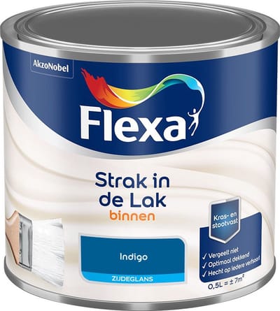 Flexa - Strak In De Lak Binnenlak Zijdeglans - Indigo - Mengverf - 500 Ml