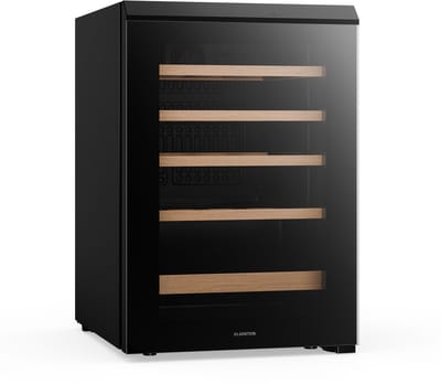 Klarstein Bevora wijnkoelkast 20 flessen – Vrijstaande wijnkoeler, touch control, 4-18 °C, deur met uv-glas, ledverlichting, houten schappen