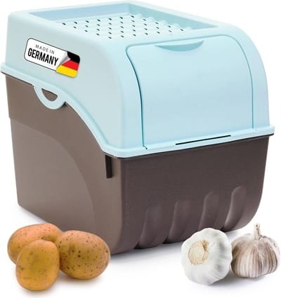Aardappelbewaardoos | groot 9L | TURKOOIS | Aardappeldoos | Stapelbare groentekist, uienkist, aardappelmand, fruitkist, aardappelkist, uienbewaarbak, wortelbewaarbak