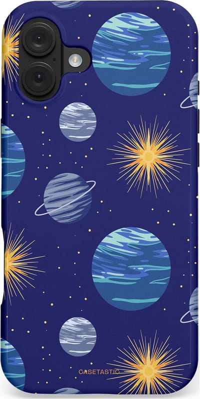 Casetastic hoesje geschikt voor Apple iPhone 16 Plus - MagSafe - Dubbellaagse bescherming - Stralende ster - Fashion Case - Donkerblauw Lavendel