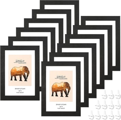 Zwarte Fotolijsten Set van 12 Stuks voor 10x15 cm Foto's - Wand- en Tafellijsten van Hout