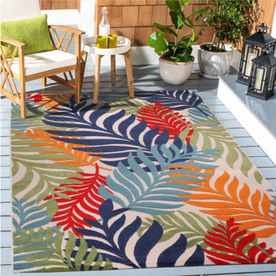 Muratap Binnen en buiten vloerkleed floral outdoor laagpolig tapijt 60x110 cm