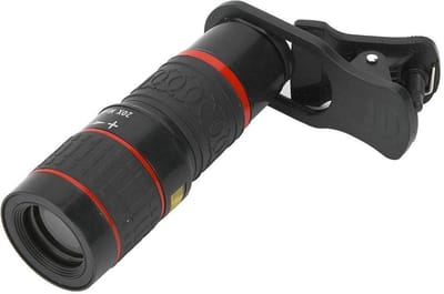 Dailygoods- Telelens 20x Hoogwaardige Zoom - Telelens voor Smartphone - Telelens voor iPhone - Lichtgewicht en Draagbaar - Inclusief Telefoonclip en Reinigingsdoek - Telephoto Lens