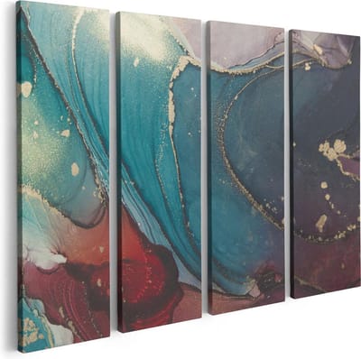 Artaza Canvas Schilderij Vierluik Abstracte Luxe Kunst - 80x60 - Foto Op Canvas - Canvas Print