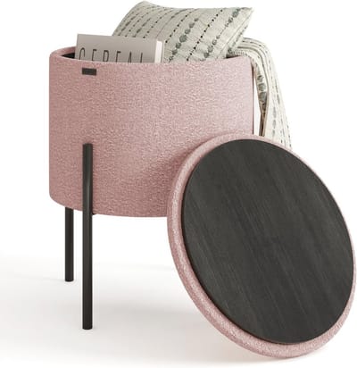 STORAGEBUD Ronde Ottomaanse voetenbank met opbergruimte, Ottomaanse, voetenbank Ottomaanse, make-up make-upkruk, kleine Ottomaanse voetsteun, moderne Ottomanen voor woonkamer en slaapkamer, wit