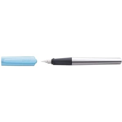 LAMY nexx azure vulpen - met antislip grip & gepolijnde stalen penpunt voor linkshandigen (LH) in schrijfbreedte M - driehoekige behuizing van aluminium - inclusief LAMY T 10 blauwe inktpatroon
