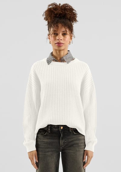 Q/S designed by - Dames Pull - Maat XS - Vrouwen - wit - katoen