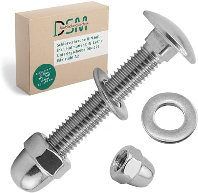 Slotschroeven Set - Hattmoeren Ring - Stabiele Verbindingen Maken - Roestvrij Staal A2/V2A - M12 x 90 mm - Zilverkleurig