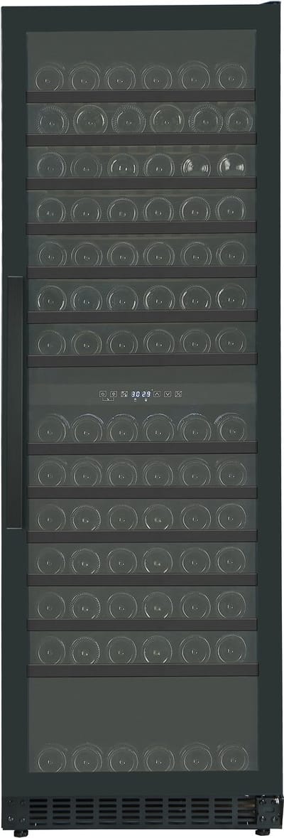 Nestor Wine Wijnklimaatkast 160 Flessen – Wijnkoelkast 2 Zones – Vrijstaand – Wijnkast met LED – Houten Leggers – Zwarte Wijnkoeler – NWT2160FN1