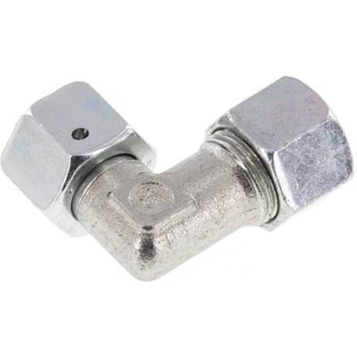 M20x1.5 x 12S Verzinkt Stalen Verstelbaar L-Fitting 90graden met Afdichtconus en O-ring 630 Bar DIN 2353