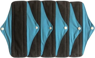 Herbruikbare Maandverbanden - Stoffen maandverbanden Wasbare inlegkruisjes - Intieme hygiëne - Lekvrije PUL backing - 25.4 cm lengte - Sky blue