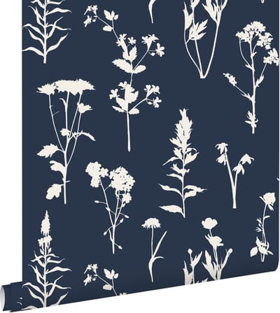ESTAhome behang veldbloemen donkerblauw - 50 x 900 cm - 139397