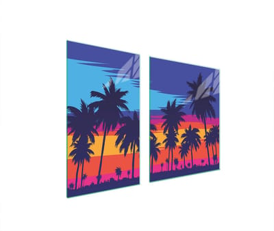 TMK ArtDeko Serie - Glazen Snijplank en Beschermplaat - Palm Motief - 100x52 cm
