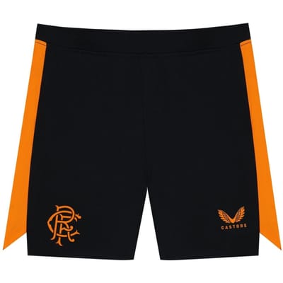 Castore Kinderen Rangers FC Voetbalshorts (Zwart/Oranje)