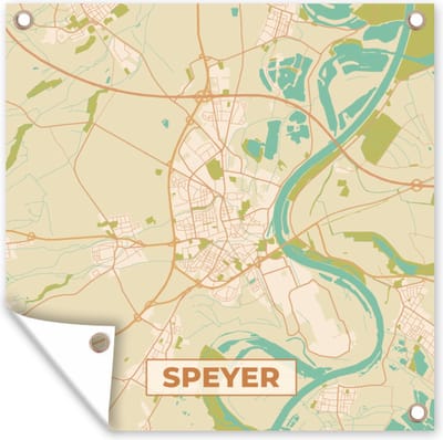 Tuin poster Speyer - Kaart - Plattegrond - vintage - Stadskaart - 200x200 cm - Tuindoek