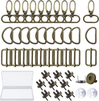 40 Stuks D Ringen, Glijdende Gespen, Draaiende Karabijnhaken en Triglide Verstelbare Gespen voor DIY Accessoires, Schouderbanden en Naaiprojecten met Transparante Opbergdoos
