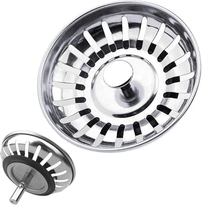 RVS Afvoerplug en Zeef voor Keukens - Vervangbare Pluggen voor Eten en Haar - Geschikt voor 78mm, 80mm, 82mm en 84mm Gaten