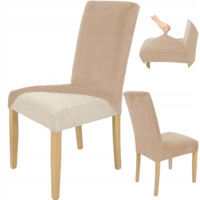Elastiek Stoelhoes Cappuccino Beige - Dik Velours Universeel