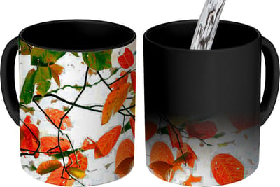 Magische Mok - Foto op Warmte Mokken - Koffiemok - Herfst - Bladeren - Landelijk - Seizoenen - Magic Mok - Beker - 350 ML - Theemok
