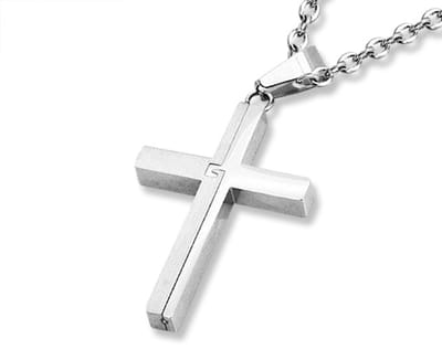 Amanto Ketting Damian - 316L Staal - Kruis - 39x24mm - 60cm