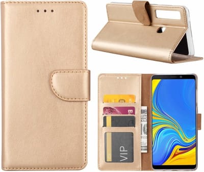 LuxeBass Hoesje geschikt voor Samsung Galaxy A9 (2018) - Bookcase Goud - portemonnee hoesje gsm hoesje - telefoonhoes - telefoonhoesjes