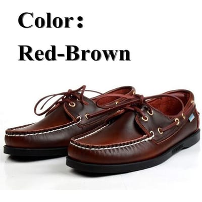 Chaussures bateau classiques en cuir véritable pour homme et femme, mocassins de grande taille, bleu marine, noir et marron, A047 38 black