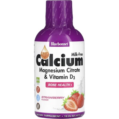 Bluebonnet Nutrition, Vloeibaar Calcium, Magnesiumcitraat & Vitamine D3, Natuurlijke Aardbei, 16 fl oz (472 ml)