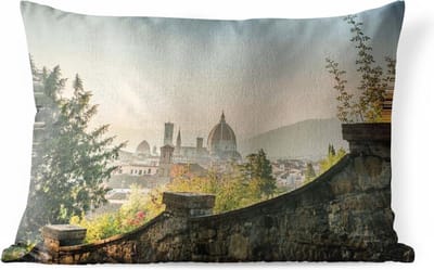 Buitenkussens - Tuin - Vogelperspectief oude binnenstad Florence - 60x40 cm