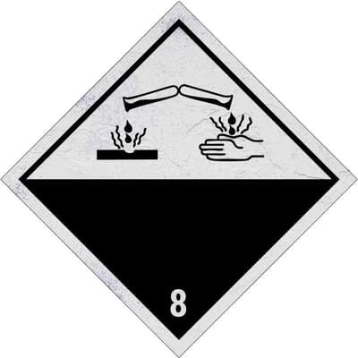 ADR klasse 8 bijtende stoffen bord | Sign Again materiaal | 10 x 10 cm