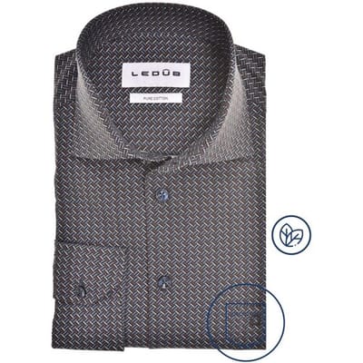 Ledûb Overhemd Dynamic Multicolor Graphic Navy-Rood / male