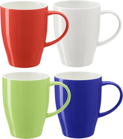 Bellatio Design Koffie mokken/bekers Paris - 4x - porselein - multi kleuren - 350 - stijlvolle vorm