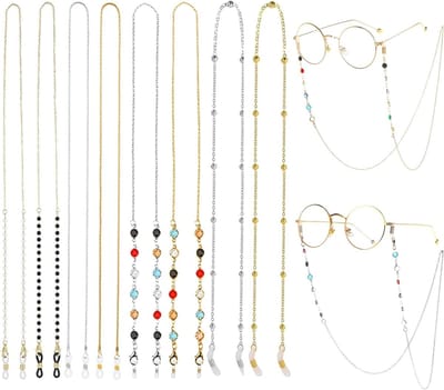 Elegante Kralen Ketting voor Zonnebril en Bril, 8 Stuks, Kleurrijke Eyewear Accessoires voor Vrouwen