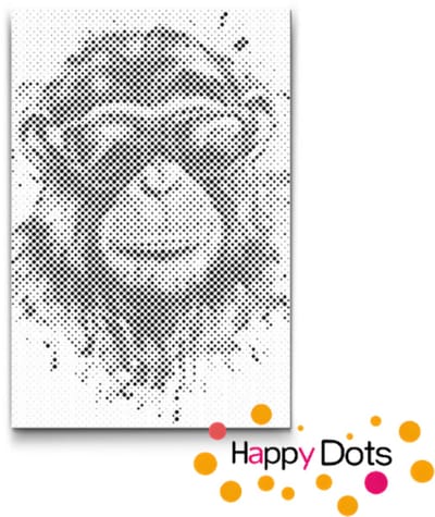 HappyDots DOT Painting Gekke dieren - Aap - 20x30cm