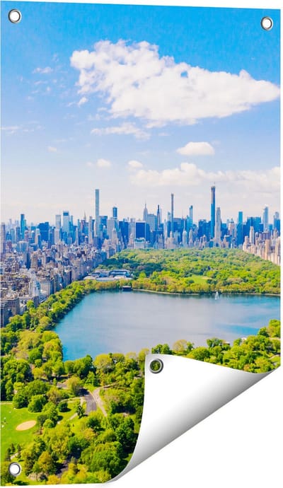 Gards Tuinposter Central Park in New York met Wolkenkrabbers - 40x60 cm - Tuindoek - Tuindecoratie - Wanddecoratie buiten - Tuinschilderij