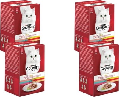 4x Gourmet Mon Petit - Duo Vis & Vlees - Kattenvoer - 6x50g
