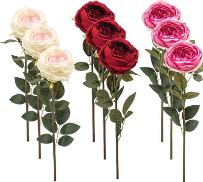 Emerald - Kunstbloem Roos Joelle 65cm - Set van 9 - Kunstplant voor binnen