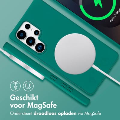 imoshion Hoesje - Geschikt voor Samsung Galaxy S25 Ultra - Color Backcover met afneembaar koord Magnetische Ring - Donkergroen