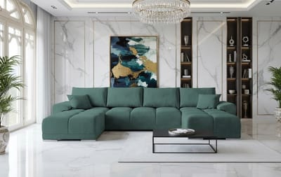 U-vorm Hoekbank met Slaapfunctie en - 365x189 cm - Novihome