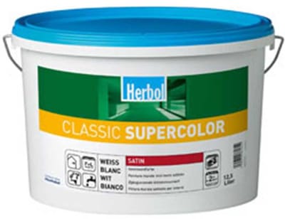 Herbol Classic Supercolor Satin - Hoogdekkende zijdeglans muurverf op waterbasis voor binnen - 12.50 L - Wit