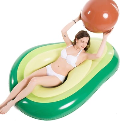 SnelShoppen - Giant Inflatable Avocado Float 165CM - Groot PVC Zwembad Float, Zachte Lounge, Perfect voor Kids & Volwassenen, Ideaal voor Strandfeest