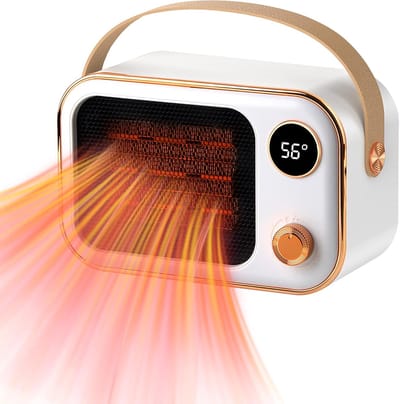 Kachel elektrisch - Elektrische verwarming - keramische verwarming - snelle verwarming - temperatuurregeling met twee snelheden - 1200W mini elektrische verwarming - oververhittingsbeveiliging - verwarming geschikt voor op kantoor en thuis - Wit