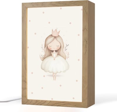 Nachtlampje 20x30 cm - Kinder lampje - Ballerina - Prinses - Stippen - Tafellamp kinderkamer - Slaapkamer lamp - Bedlamp kinderen - Kinderlampje stopcontact - Wandlamp babykamer - Nachtlampjes