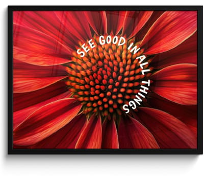 Poster in lijst - Fotolijst 70x50 cm - Posters - Close up - Bloem - Quote - Rood - Posterlijst zwart - Decoratie - Wanddecoratie woonkamer - Muurdecoratie slaapkamer