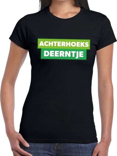 Achterhoeks deerntje t-shirt - zwart Achterhoek festival shirt voor dames XS
