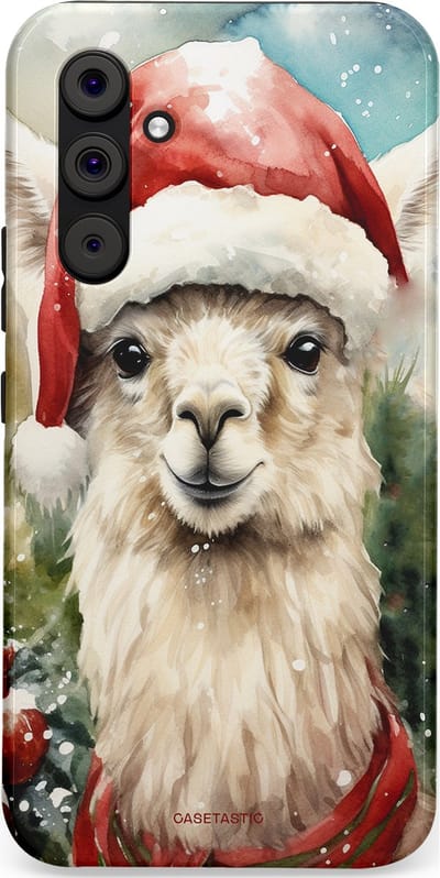 Casetastic hoesje geschikt voor Samsung Galaxy A54 (2023) 5G - Dubbellaagse bescherming - Kerst Lama - Fashion Case - Taupe Lichtgrijs Donkergrijs Saliegroen